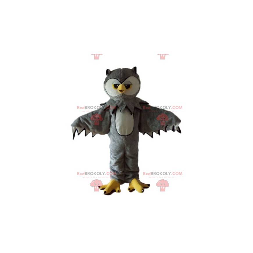 Very realistic white and yellow gray owl mascot - Redbrokoly.com