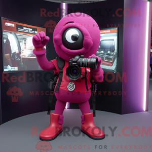 Magenta kameramaskot kostym...