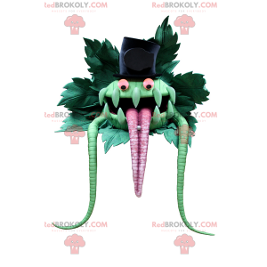 Grünes Monstermaskottchen mit Zylinder - Redbrokoly.com