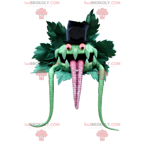 Mascota monstruo verde con sombrero de copa - Redbrokoly.com