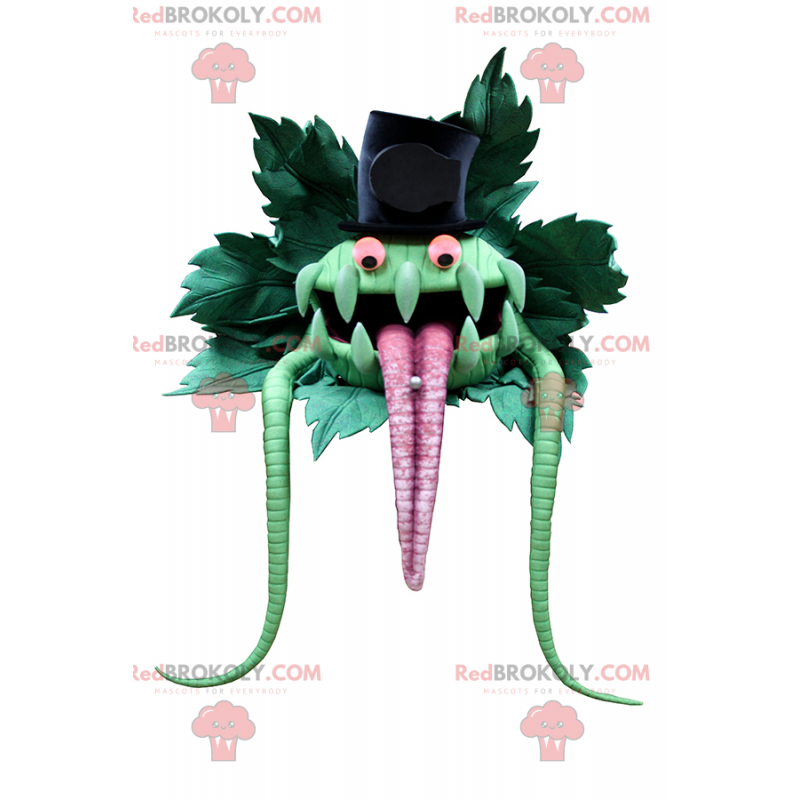 Maskot zelené monstrum s cylindr - Redbrokoly.com Maskot zelené monstrum s cylindr - Redbrokoly.com