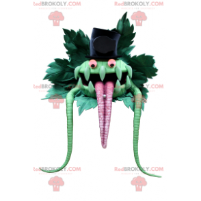 Grøn monster maskot med top hat - Redbrokoly.com