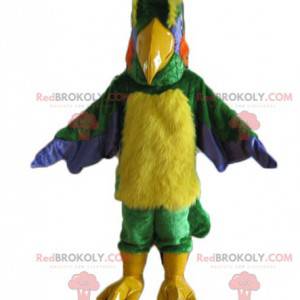 Mascotte d'oiseau multicolore géant et poilu - Redbrokoly.com