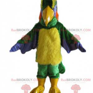 Reusachtige en harige veelkleurige vogelmascotte -