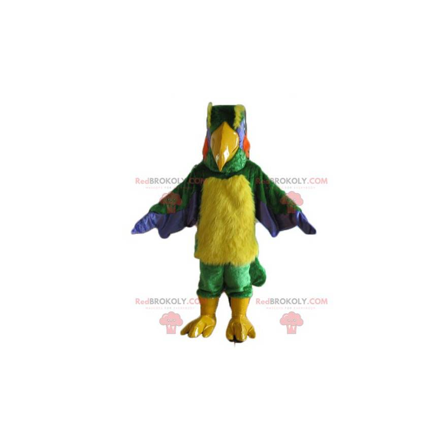 Mascotte d'oiseau multicolore géant et poilu - Redbrokoly.com