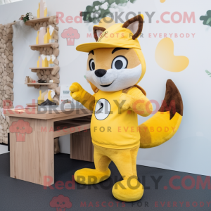 Gul Marten maskot drakt...