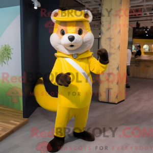 Gul mår maskot kostume...