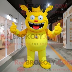 Gul Demon maskot kostym...