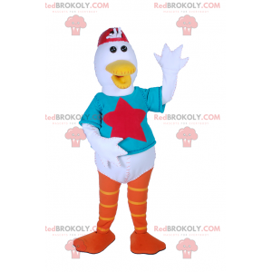 Seagull mascot with star t-shirt and red cap - Redbrokoly.com