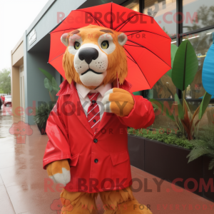 Rød Smilodon maskot kostume...