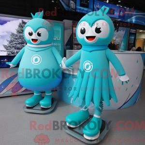 Turquoise paar schaatsen...