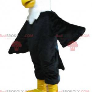 Mascotte de bel aigle noir blanc et jaune géant très réaliste -