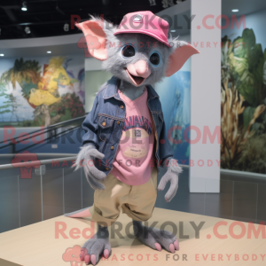 Pink Aye-Aye maskot kostume...