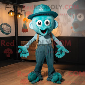 Teal Octopus mascot costume...