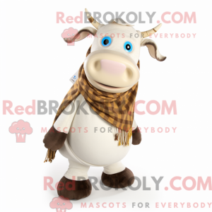 Cream Hereford Cow maskot...