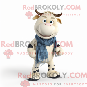 Cream Hereford Cow maskot...