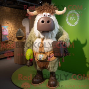 Olive Yak maskot kostume...