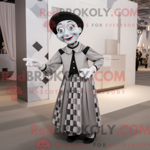 Grå Mime-maskotdraktfigur...