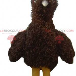 Bruine en gele vogel mascotte allemaal harig - Redbrokoly.com