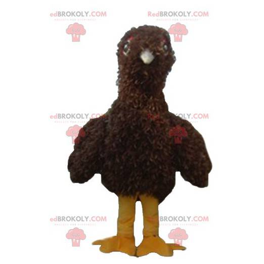 Mascotte uccello marrone e giallo tutto peloso - Redbrokoly.com