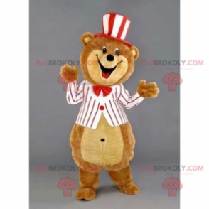 Teddy bear mascot with hat and jacket - Redbrokoly.com