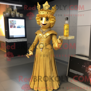 Gold Queen mascottekostuum...