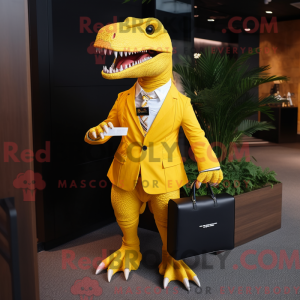 Gul T Rex maskodraktfigur...