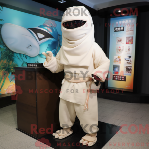 Crème Ninja mascottekostuum...