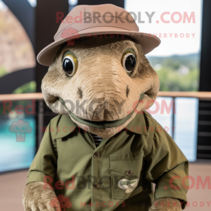 Oliven Komodo Dragon maskot...