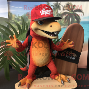 Red Utahraptor mascot...