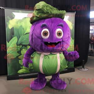 Paarse kool mascottekostuum...