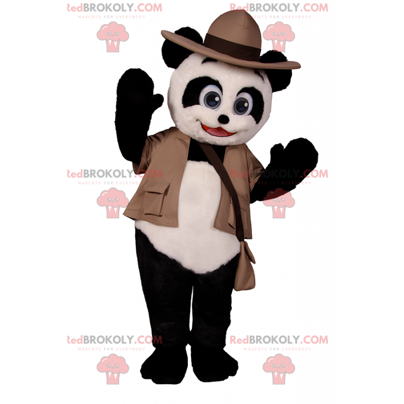 Panda maskot i explorer outfit - Redbrokoly.com