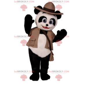 Mascotte de panda en tenue d'explorateur - Redbrokoly.com