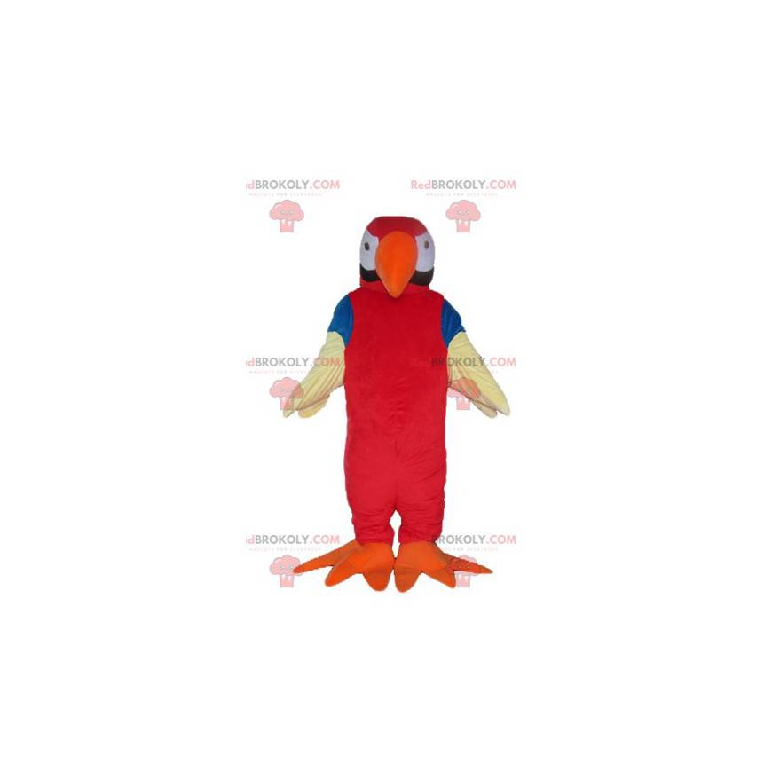 Kæmpe papegøje maskot rød orange blå og hvid - Redbrokoly.com