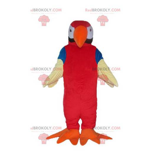 Mascotte reuze papegaai rood oranje blauw en wit -