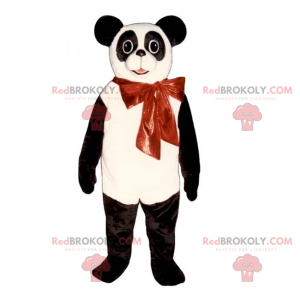 Mascota de panda y lazo rojo - Redbrokoly.com