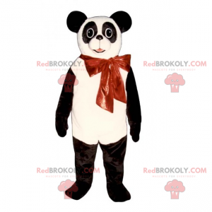 Panda maskot a červenou mašli - Redbrokoly.com