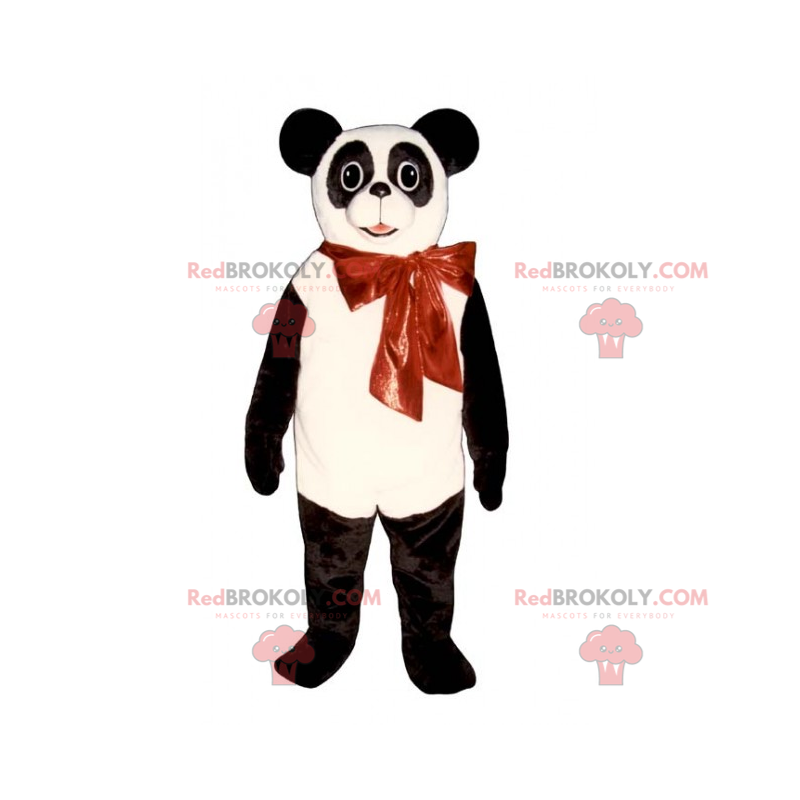 Panda mascot and red bow - Redbrokoly.com