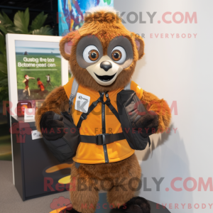 Brun Lemur maskot kostume...