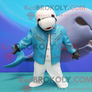 Cyan Beluga Whale maskot...