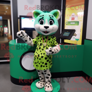 Grøn gepard maskot kostume...