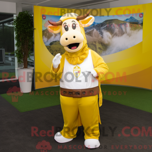 Gul Hereford Cow maskot...