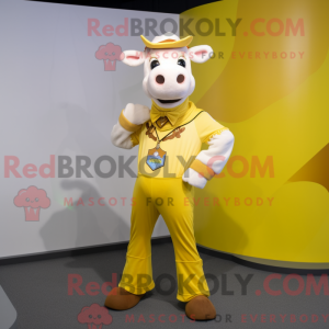 Yellow Hereford Cow mascot...