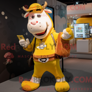 Yellow Hereford Cow mascot...