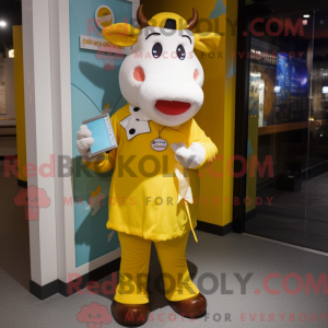 Yellow Hereford Cow mascot...