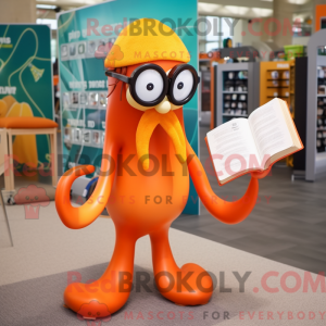 Orange Squid mascot costume...