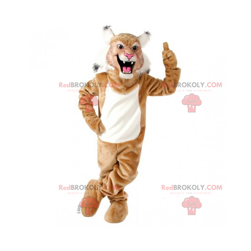Mascote pantera bege e branca - Redbrokoly.com