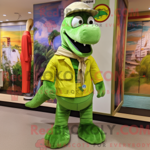 Limegrøn krokodille maskot...