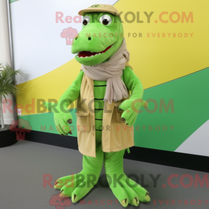 Lime Green Crocodile mascot...