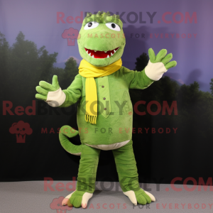 Limegrøn krokodille maskot...